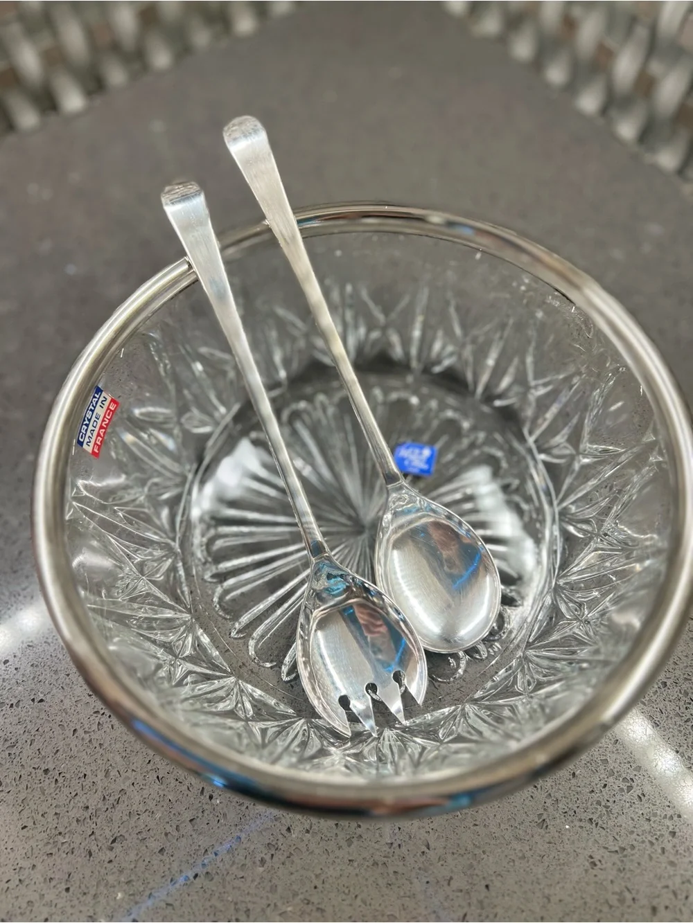 F.B. Rogers Silver Co.set of 3, crystal made in France, silver made in Italy